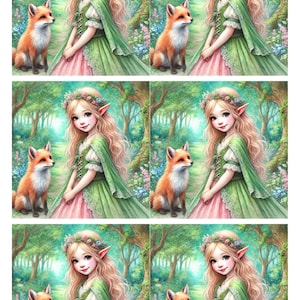 Fairy and Fox Rice Paper for Decoupage: A4 Collage Sheet