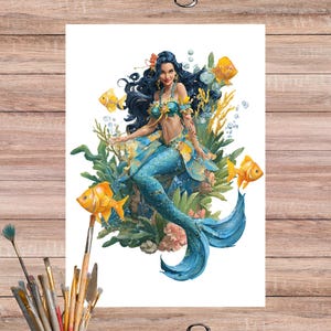 Beautiful Mermaid Rice Paper for Decoupage, Mermaid Illustration for Furniture Decor, Fantasy Ocean Motif Print for Scrapbooking, 5127