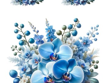 Blue Orchid Bouquet Rice Paper: A4 Craft Scrapbooking Collage