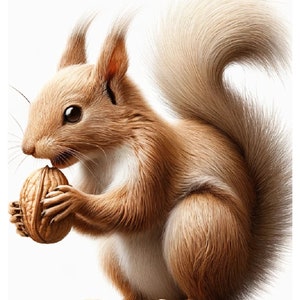 Hermosa ardilla comiendo nueces: papel de arroz para decoupage, manualidades, álbumes de recortes, collage, proyectos de técnica mixta, 1 A4, tamaño estándar, nueva colección