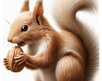 Squirrel Eating Nuts Rice Paper - A4 Decoupage Paper