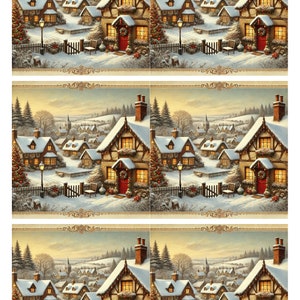Winter Village Rice Paper for Decoupage, Scrapbooking, Collage (A4)