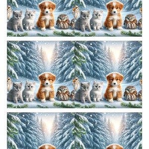 Papier de riz pour découpage, travaux manuels, scrapbooking, collage, collection de papiers de riz de Noël, Snowy Forest Little Friends, 1 format A4 standard
