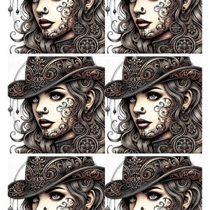 Steampunk Gothic Woman, Rice Paper for Decoupage, Portrait, 1 A4 Collage Sheet, Scrapbooking, Art Journal for Beginners, Decoupage Paper