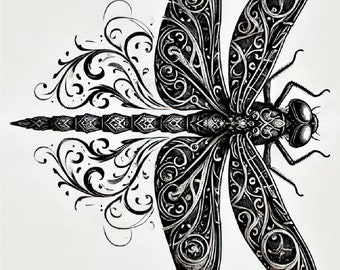 Gothic Dragonfly Rice Paper: Decoupage, Scrapbooking (A4)