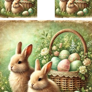 Papel de arroz para decoupage, papel de arroz con forma de conejo de Pascua, papel de arroz Shabby Chic para decoupage de Pascua, manualidad de conejo de Pascua vintage, suministros para hacer tarjetas, n.º 4271