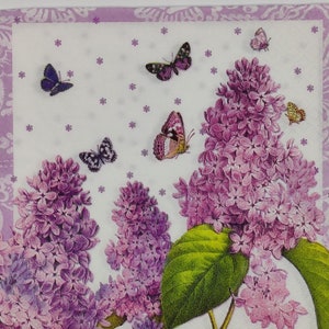 4 servilletas de papel lila pintadas para decoupage Craft Collage Journal Crafting Ephemera Decopatch Art. 4 Servilletas Individuales de Papel Lunch Lilas