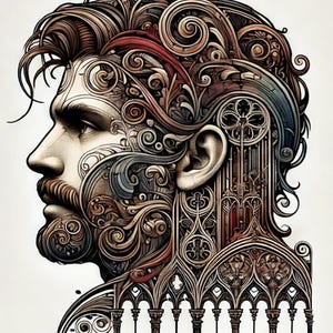 Steampunk Man Profile Rice Paper for Decoupage: Gothic Portrait (A4)