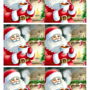 Rice Paper for Decoupage, Santa Drinking Hot Tea Collage Sheet, Card Making Supplies, Christmas Decoupage Paper, Art Journaling, Ephemera