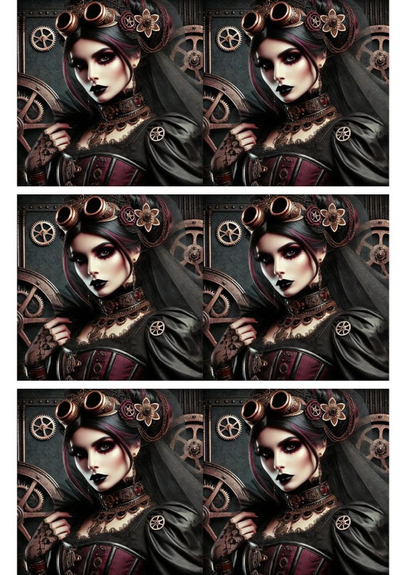 Steampunk Woman Rice Paper: Gothic Industrial Decoupage - Etsy