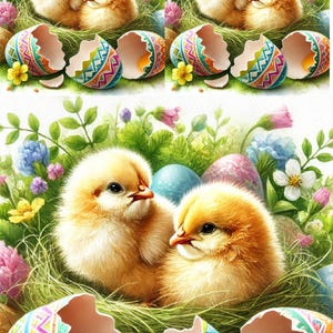 Papel de arroz para decoupage, papel de arroz con pollitos de Pascua, papel para decoupage con pollitos saliendo del cascarón, papel para manualidades con huevos y pollitos de Pascua, pollito bebé, n.º 4300