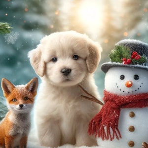 Schneemann und kleine Freunde im Wald - Dekorative Reis-Papiere für Handwerk Scrapbooking Collage Art 1 A4 Brandneu