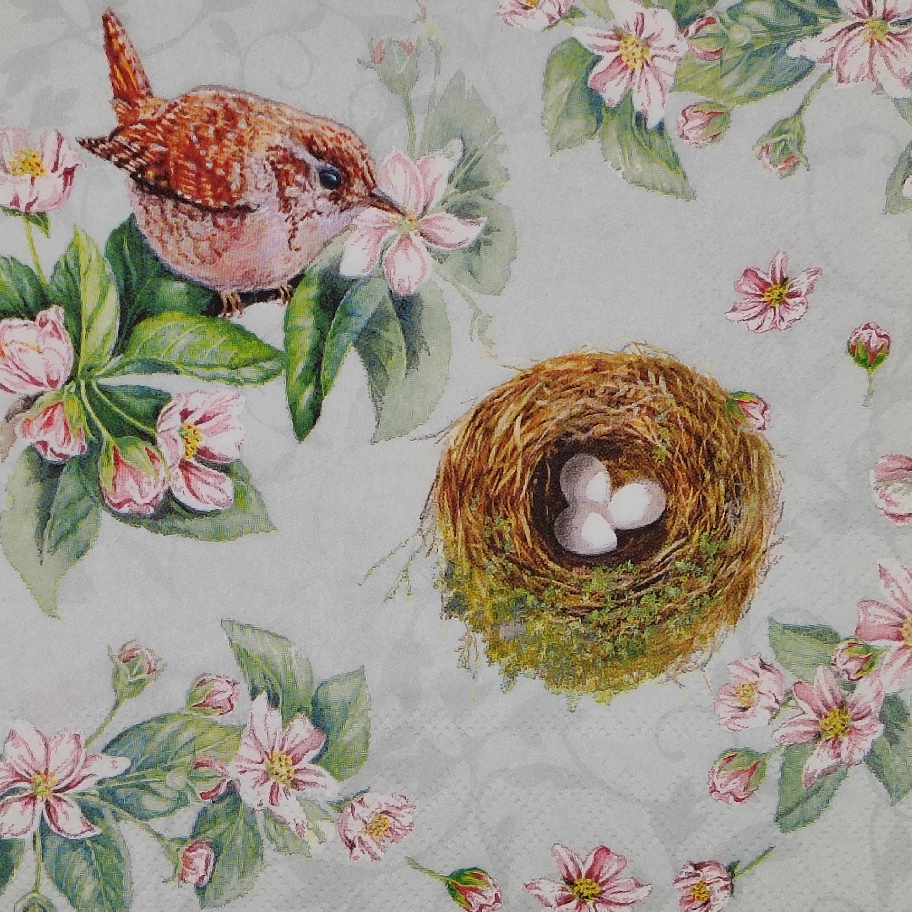 Vignette De Tissu 12x15 Cm Motif Oiseau Et Nid - 100% Coton - Marque Elizabeth's Studio - Neuf
