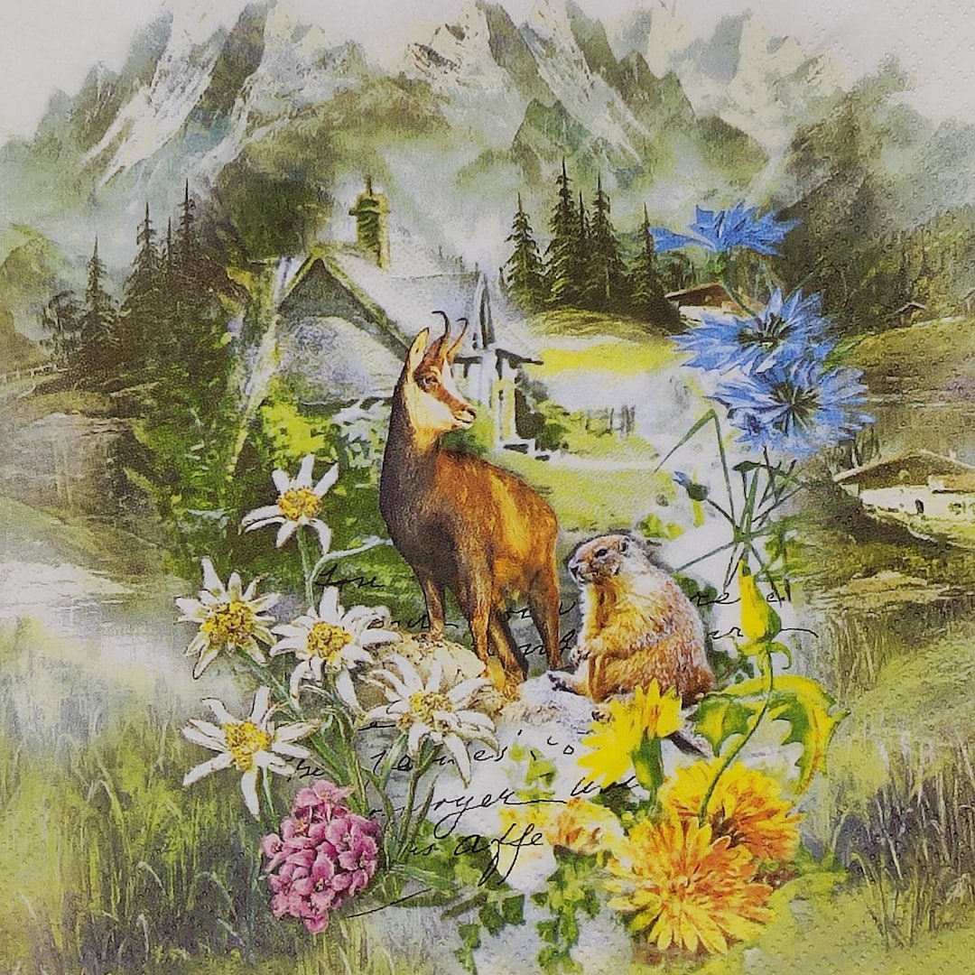 Mountain Chamois Decorative Paper Napkin for Decoupage Craft Collage ...