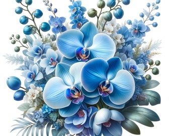 Blue Orchid Rice Paper: Decoupage, Scrapbooking, Collage (A4 Sheet)
