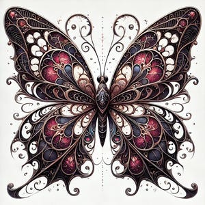 Gothic Butterfly Rice Paper for Decoupage - A4 Scrapbook Paper
