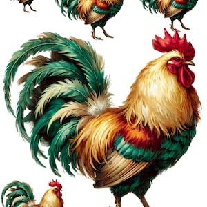 Papel de arroz para decoupage, papel para manualidades Proud Rooster, papel para decoupage con gallo colorido, papel Shabby Chic con motivos de aves de corral, papel morera, n.º 4290