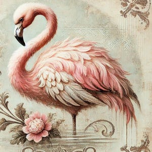 Papier de riz pour découpage, flamant rose dans un style shabby chic, 1 feuille A4 simple, journal d'art, papier d'art pour collage, découpage au Royaume-Uni, papier de riz