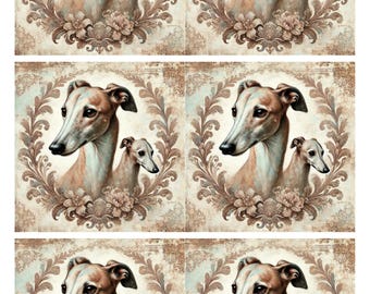 Papel de arroz con diseño de perro galgo: hoja A4 para decoupage