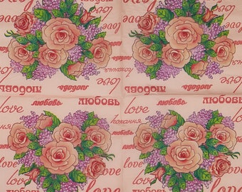 Servilletas de papel con ramo de rosas: Manualidad romántica con decoupage - Juego de 4