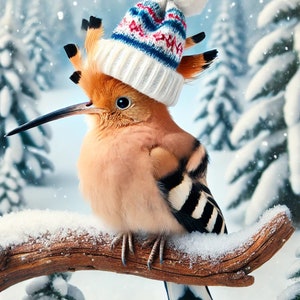 Winter Hoopoe Rice Paper: A4 Decoupage Sheet