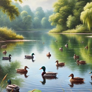 Lago de verano y patos, papel de arroz de primera calidad para decoupage, diario artístico, álbum de recortes, papel para hacer tarjetas, hermoso fondo de papel de arroz, manualidades