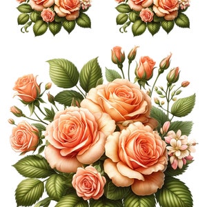 Hermoso collage de ramo de rosas - Papel de arroz decorativo para manualidades Collage de álbumes de recortes - Papel de arroz floral para manualidades Nuevo