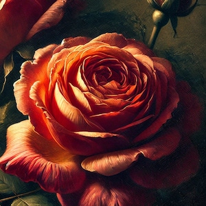 Rosa romántica, 1 papel de arroz de una sola hoja A4, papel de decoupage, álbum de recortes, técnica mixta, fabricación de tarjetas, imagen completa, ARTE estilo Rembrandt