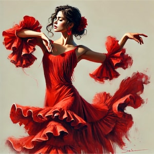 Papel de arroz con bailarina de flamenco, papel para decoupage con bailarina española, suministros para manualidades con vestido rojo de flamenco, papel decorativo con temática de baile, 1 hoja A4