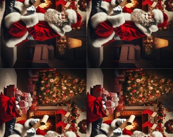 Santa Reading Letter Rice Paper - Christmas Decoupage, Junk Journal (A4)