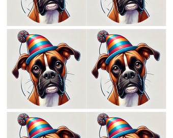 Lámina de collage de perro bóxer: Papel de arroz tamaño A4 para decoupage