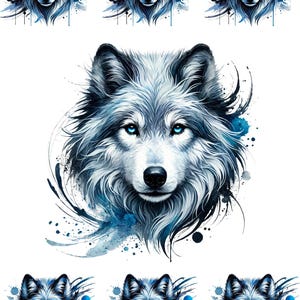 Papel de arroz para decoupage, papel artesanal con diseño de lobo salvaje en acuarela, papel de decoupage con diseño de lobo de fantasía A4, papel de arroz con diseño de animales único para manualidades