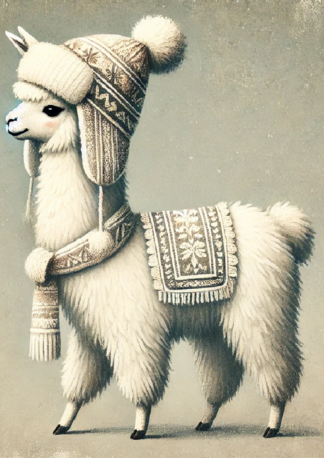 Lama Rice Vintage Winter Lama Rice Paper: Decoupage, Scrapbooking (A4 Sheet) - Etsy