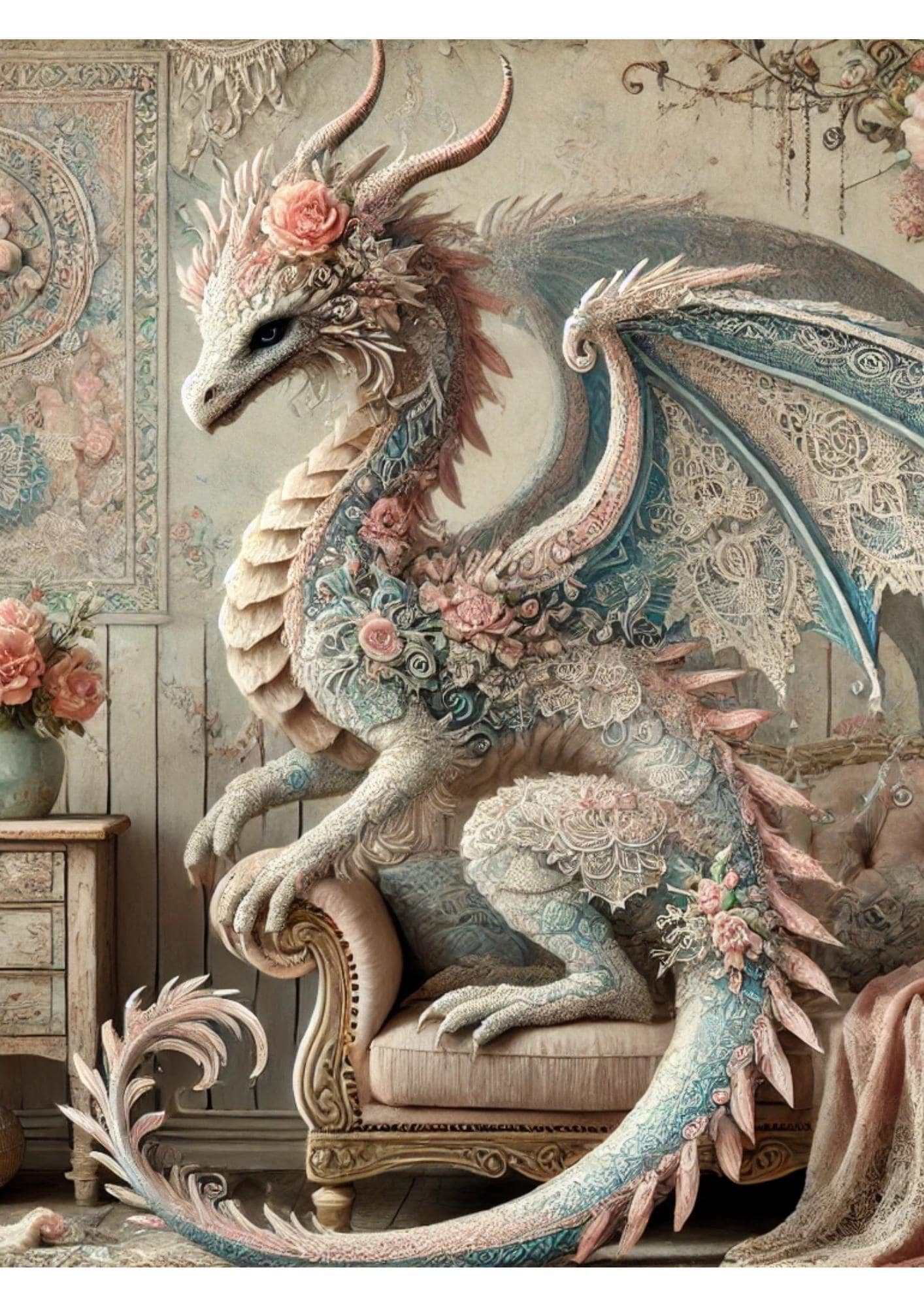 Dragon Rice Paper for Decoupage: Shabby Chic A4 Craft Sheet