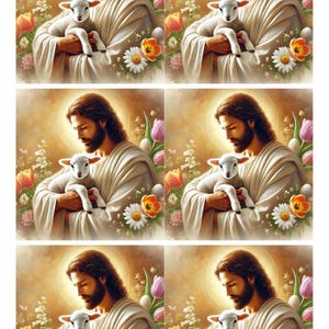 Papel de arroz religioso para decoupage, decoración de Jesús con cordero, papel para manualidades cristianas, papel para decoupage religioso de Pascua, suministros para manualidades, ARTE