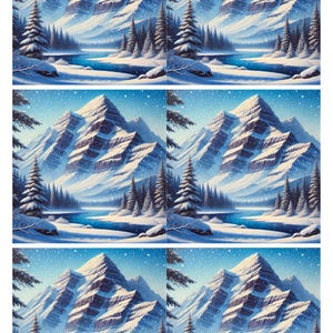 Hoja de collage de montañas majestuosas, tamaño A4, papel de arroz para decoupage, diario artístico, productos para hacer tarjetas, amantes de la montaña, decoupage para principiantes