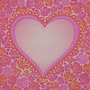 4 Servilletas de papel para el almuerzo con corazón romántico entre rosas para decoupage Craft Collage Journal Ephemera. Arte de servilletas de feliz día de San Valentín