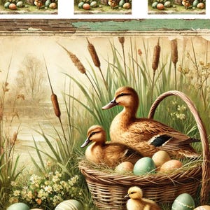 Reispapier für Decoupage, Wildente Ostern Reispapier, Enten im Schilf Decoupage Papier, Decoupage Papier, Shabby Chic Decoupage, A4 Papier, Nr. 4282