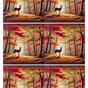 Ciervo en el bosque otoñal (papel de arroz): Decoupage, Scrapbook (A4)