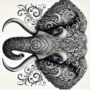 Éléphant gothique - Papier de riz pour découpage artisanat Scrapbooking Collage Art technique mixte Junk Journal éphémères 1 A4 taille Standard Nouveau