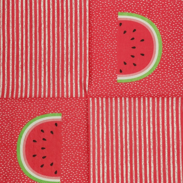 4 Watermelon Paper Napkins For Decoupage Craft Collage Journal Crafting Ephemera Decopatch Art. Watermelon Tissue Serviettes Birthday Napkin