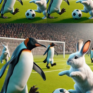 Juego de fútbol de pingüinos - Papel de arroz para decoupage, manualidades, scrapbooking, collage, técnica mixta, efímera, 1 A4, tamaño estándar, nueva colección de papeles