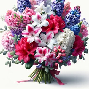 Hermoso ramo de flores - Papel de álbum de recortes - Diario basura - Fabricación de tarjetas - 1 hoja A4 de suministros de arte