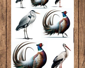 Birds Collage Rice Paper: Decoupage, Scrapbooking, Art Journal (A4)