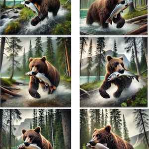 Reispapier für Decoupage, Braunbär Decoupage Papier, Tier Bastelpapier, Natur Motiv Papier, Wildtier Decoupage, No 4299