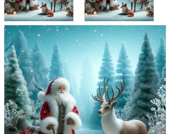 Santa's Forest Rice Paper: Christmas Decoupage, Scrapbooking (A4)