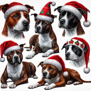Mastiff avec chapeau de Noël, Papier de riz pour découpage, Papier pour journal artistique, Fournitures techniques mixtes, Amoureux des chiens, Décorations de Noël, Projet de bricolage