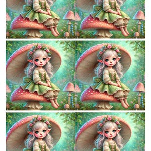 Fairy Toadstool Rice Paper: A4 Decoupage Sheet