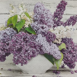 Servilletas de papel decorativas de lilas moradas para decoupage Craft Collage Journal Crafting. 4 Servilletas Individuales de Papel para el Almuerzo Servilletas Ambiente