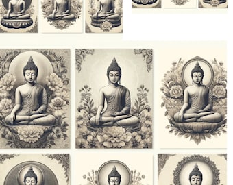 Buddha Rice Paper for Decoupage: Vintage Collage Sheet (A4)